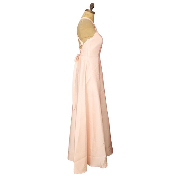 Alfred Sung Twill Strappy Criss Cross Back Gown 2 Twill Blush Pink Dress NWT B50 - Picture 3 of 6